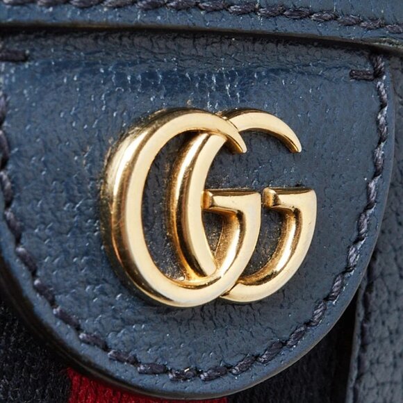 Gucci Blue Leather Vintage Web Ophidia Small Shoulder Bag - Picture 5 of 11